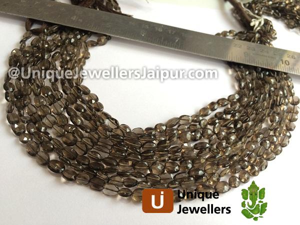 Smokey Faceted Oval Beads